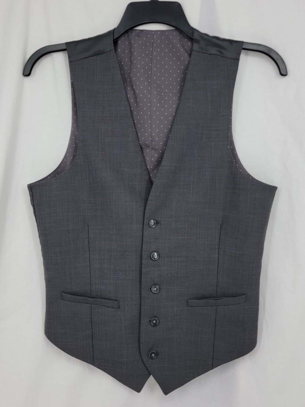 APT. 9 Vest Charcoal Gray Crosshatch Slim Fit Adjustable Back Men's Small